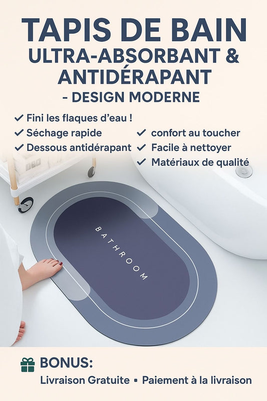 Tapis de Bain Ultra-Absorbant & Antidérapant